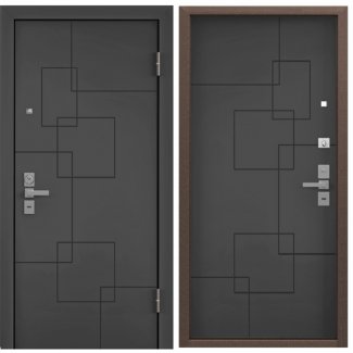 Дверь. DELTA-M 10 ( ПВХ Тёмный пепел, D21, ПВХ Тёмный пепел, D21, хром) (Панель 10 мм, черный шелк)